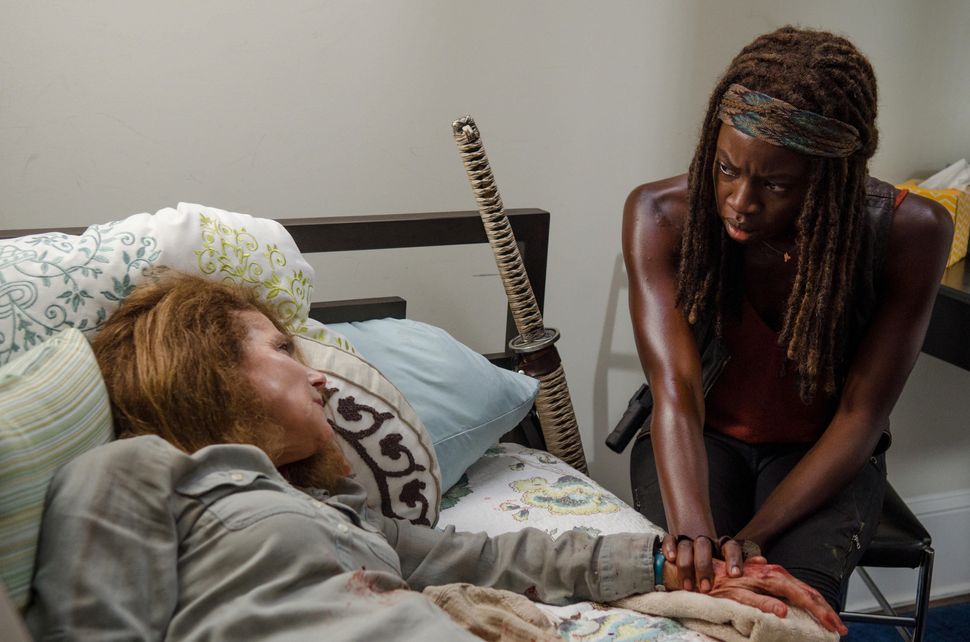  Tovah Feldshuh as Deanna and Danai Gurira as Michonne in "The Walking Dead" Season 6, Episode 8 - Photo Credit: Gene Page/AM
