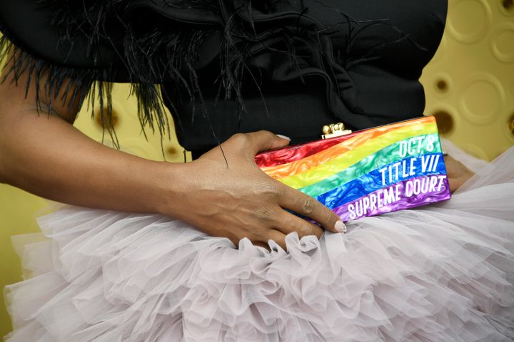 Laverne Cox brought a rainbow-striped Edie Parker clutch to the 2019 Emmy Awards that reminded Americans about an upcoming Su