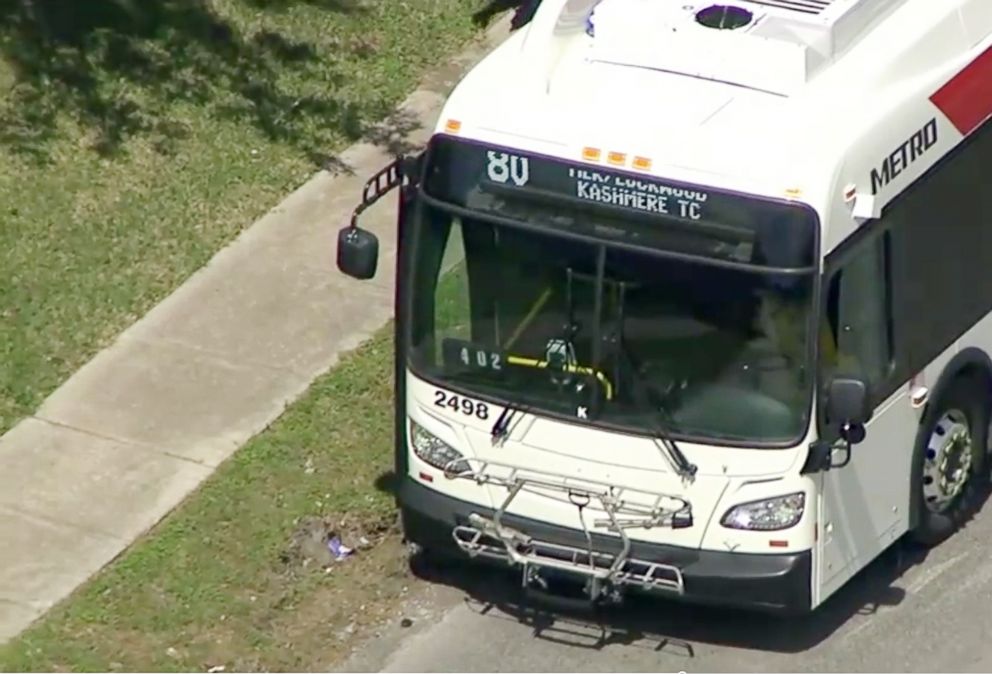 PHOTO: The bus is seen at the scene of the crime in southeast Houston.