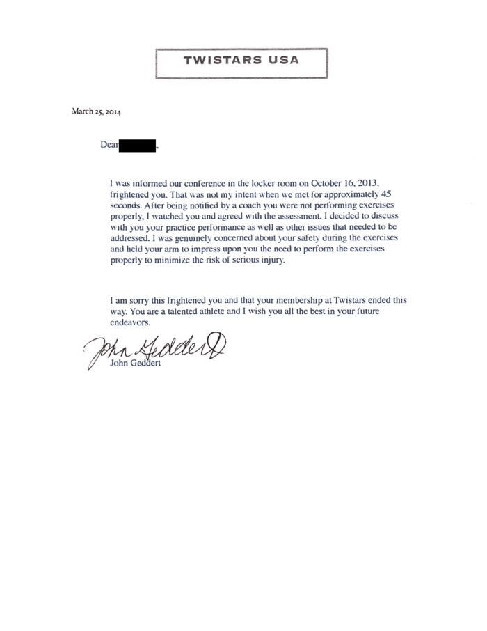 An Apology from Geddert