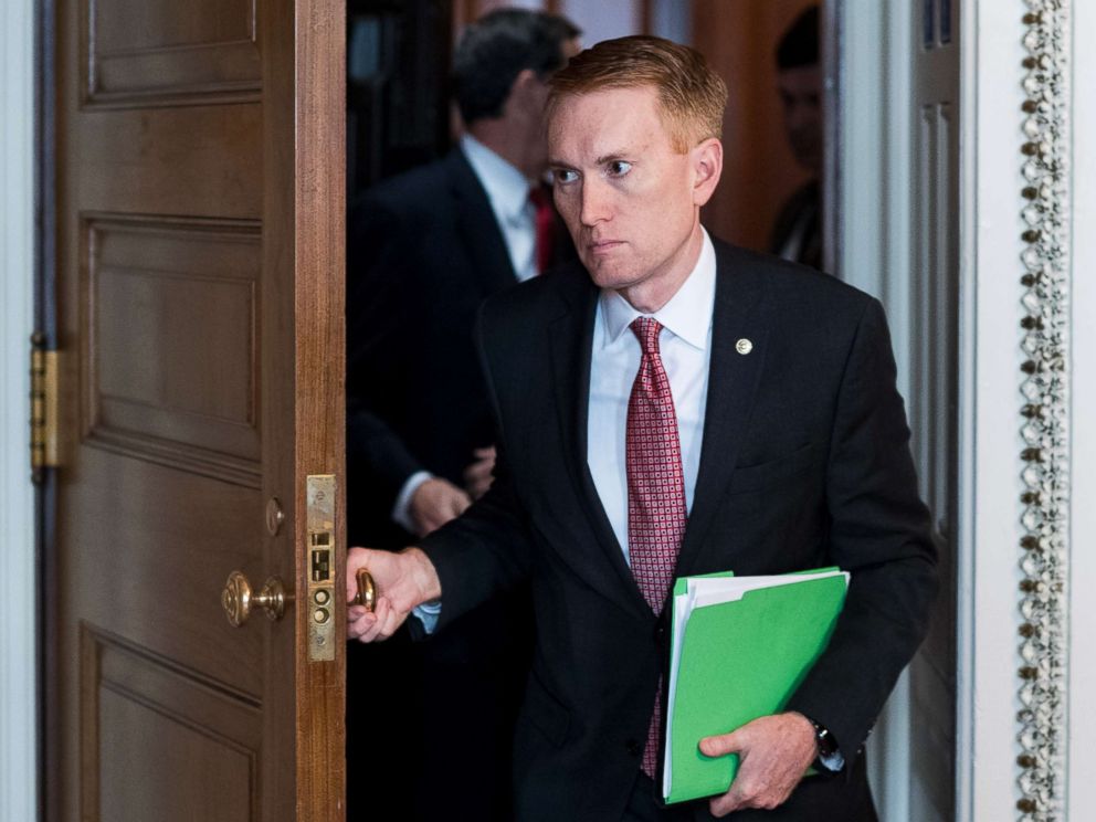 PHOTO: Sen. James Lankford leaves the Senate Republicans policy lunch at the U.S. Capitol, June 6, 2017 in Washington, D.C.