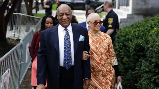 Bill Cosby, left, arrives with his wife, Camille, for his sexual assault trial, Tuesday, April 24, 2018, at the Montgomery County Courthouse in Norristown, Pa. (AP Photo/Matt Slocum)