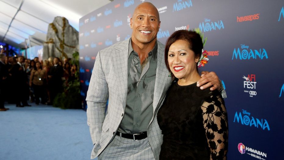 Dwayne 'The Rock' Johnson poses with mom Ata at the premiere of 'Moana' in 2016. 