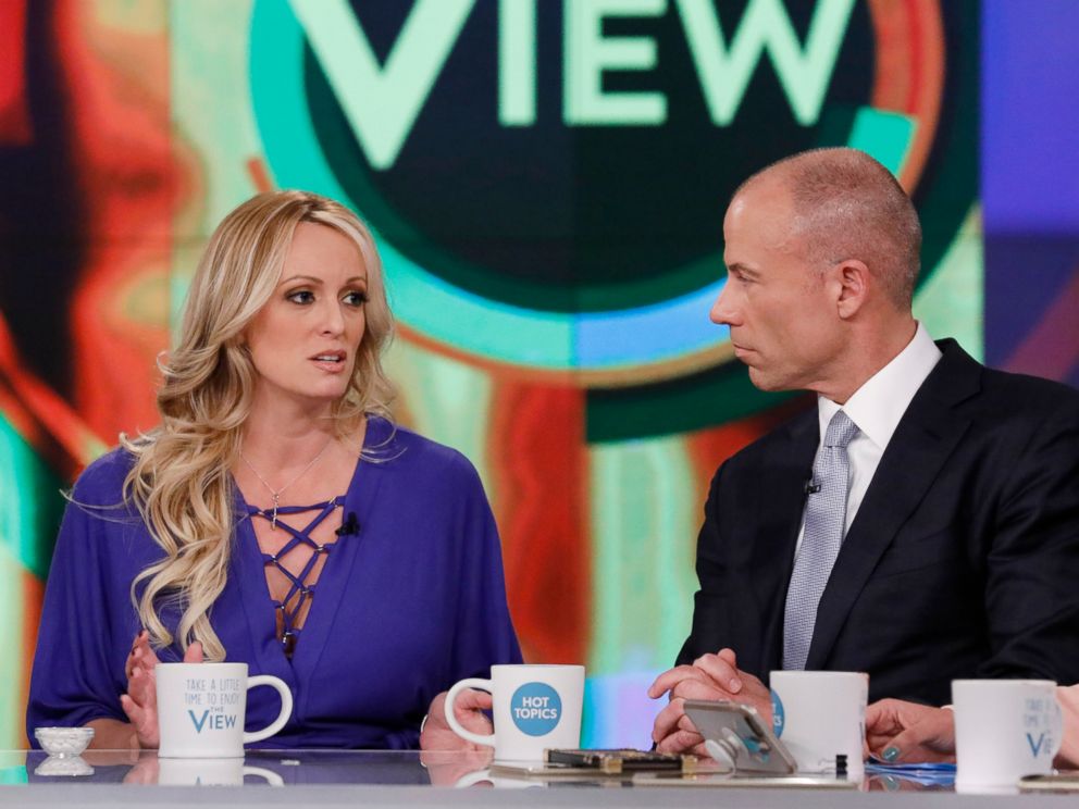 PHOTO: Stormy Daniels and her Attorney Michael Avenatti appear on The View, April 17, 2018.