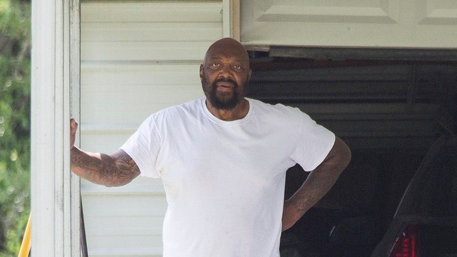 Ray Meeks, who has been in jail most of his son Jeremy Meeks' life, is spotted outside his brother's home in central Texas. 