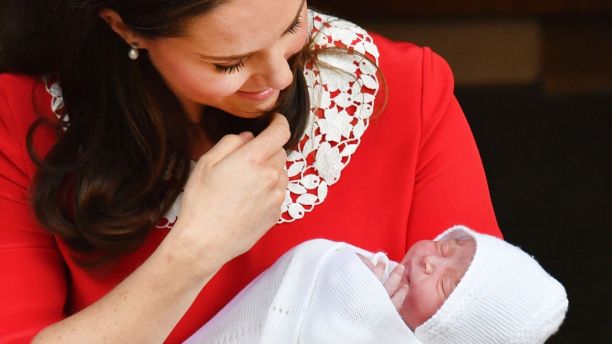 Britain's Prince William and Kate, Duchess of Cambridge with their newborn baby son as they leave the Lindo wing at St Mary's Hospital in London London, Monday, April 23, 2018. The Duchess of Cambridge gave birth Monday to a healthy baby boy â a third child for Kate and Prince William and fifth in line to the British throne.