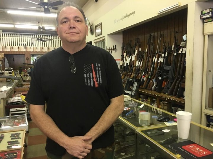Newnan resident Jeff Nelms went to his friend's gun store during the rally on Saturday to&nbsp;make sure no one vandalized it