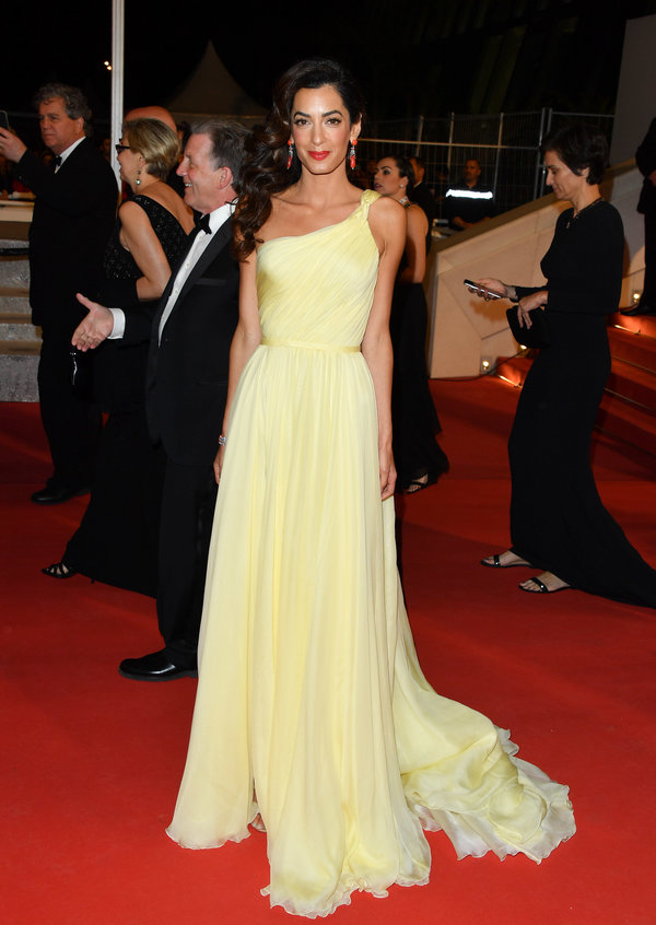 Clooney wore this ethereal pale yellow gown for the "Money Monster" screening during the&nbsp;69th annual Cannes Film Festiva