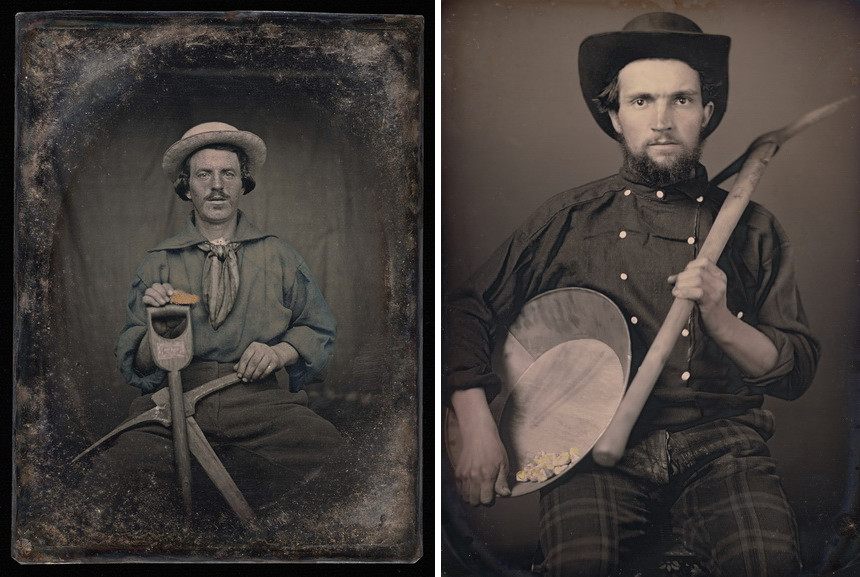 Portrait of Daniel J Butler with Gold and Mining Tools, 1850 C Unknown Portrait of an Unidentified Bearded Gold Miner