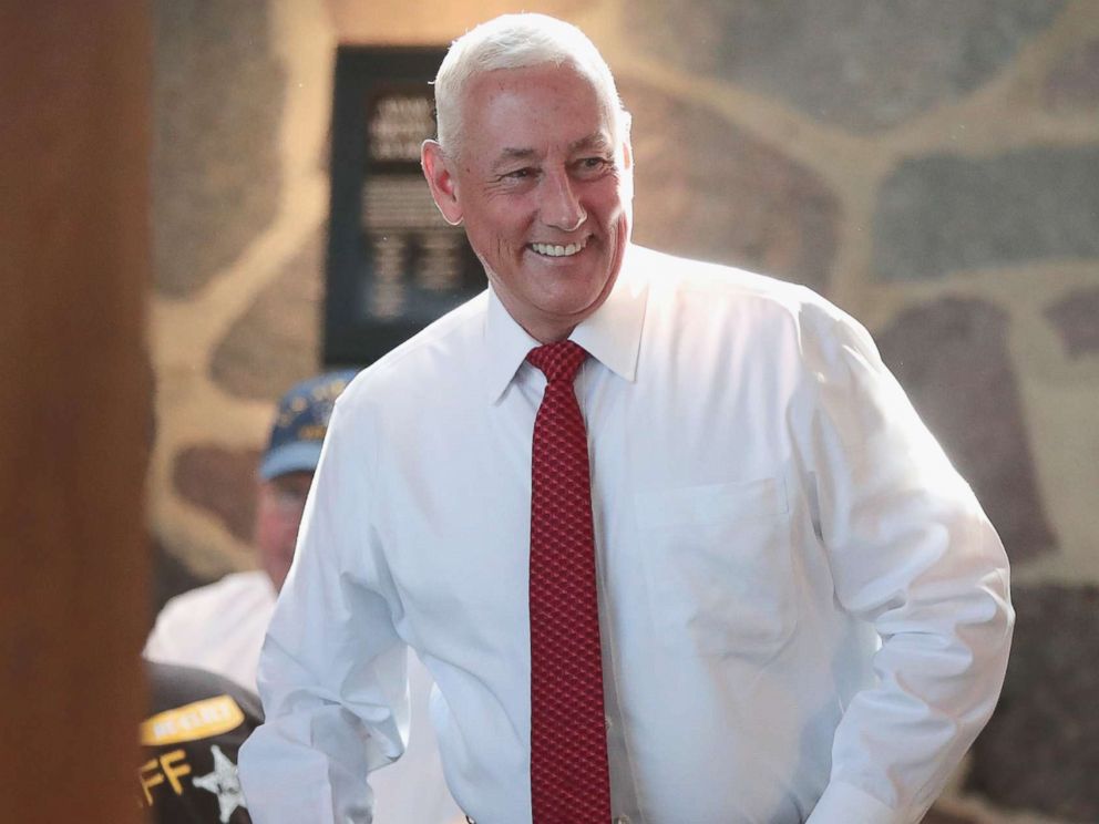 PHOTO: Greg Pence, Republican candidate for the U.S. House of Representatives, arrives at a primary-night watch party, May 8, 2018 in Columbus, Indiana. Pence is the older brother of Vice President Mike Pence.