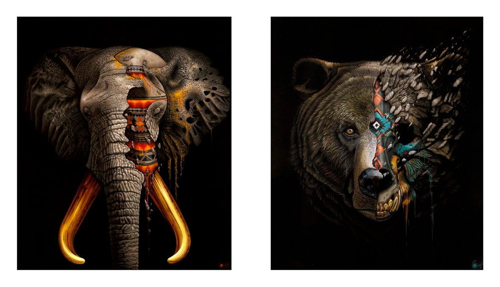 Left Sonny - Mudiwa Elephant Right Sonny - Manipi Grizzly Bear