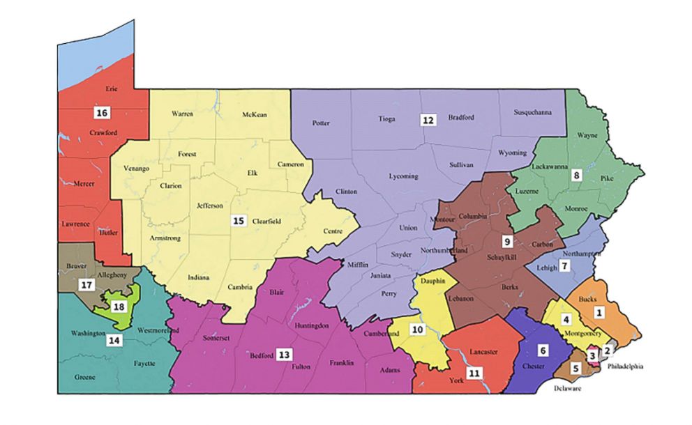 PHOTO: A new congressional map issued by The Pennsylvania Supreme Court.