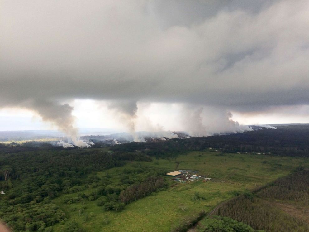 PHOTO: This image released by the U.S. Geological Survey on May 17, 2018 shows a view uprift from the Hawaiian Volcano Observatory overflight at 8:25 a.m.HST from the Kilauea Volcano, May 16, 2018.