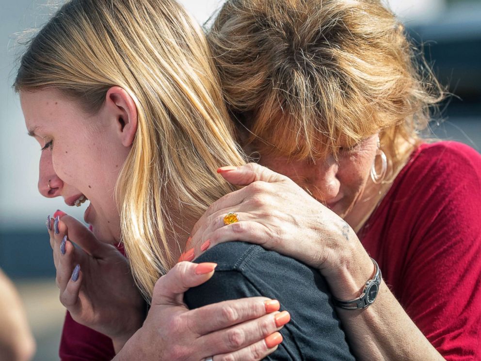 PHOTO: Santa Fe High School student Dakota Shrader is comforted by her mother Susan Davidson following a shooting at the school, May 18, 2018, in Santa Fe, Texas.