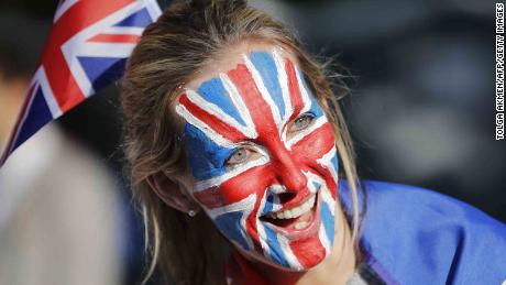 Many wore Union flag facepaint or outfits to the celebrations.