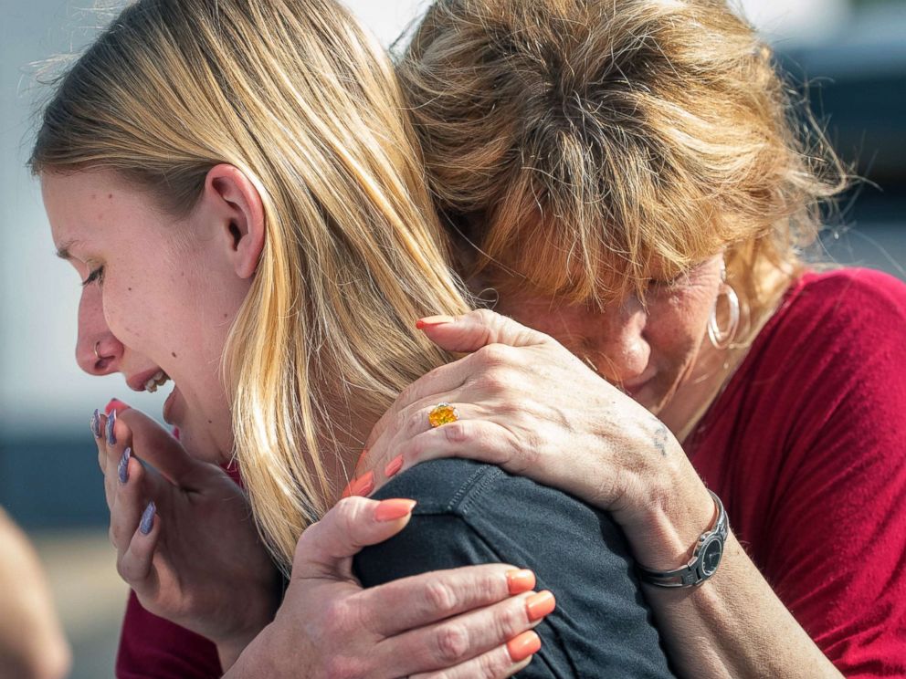 PHOTO: Santa Fe High School student Dakota Shrader is comforted by her mother Susan Davidson following a shooting at the school, May 18, 2018, in Santa Fe, Texas.