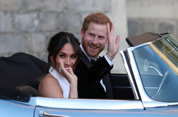 Meghan Markle, now Duchess of Sussex, sitting next to new husband Prince Harry, wears a gorgeous ring from Princess Diana.