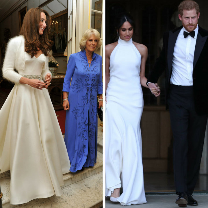 The two royal brides' evening choices.