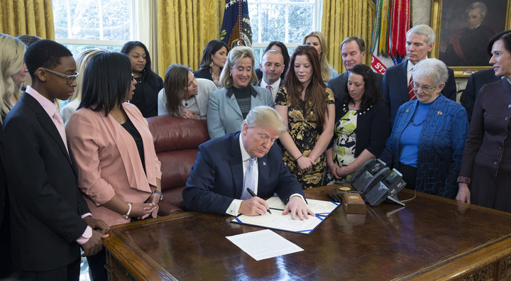 President Donald Trump signs the Allow States and Victims to Fight Online Sex Act on April 11. Like the Mann Act a century ea