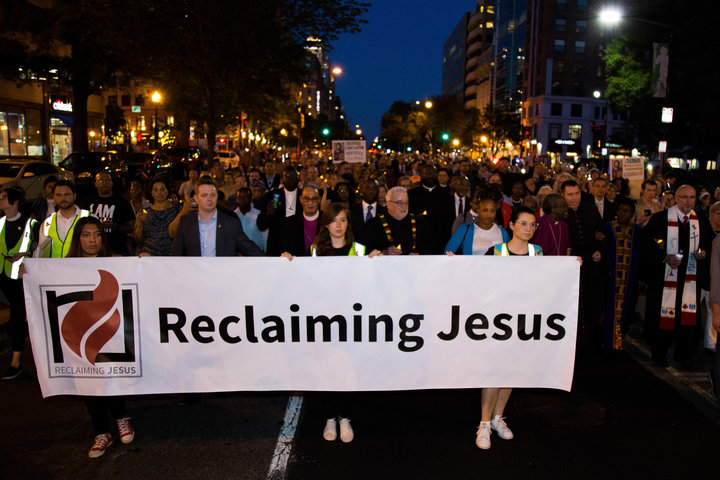 People participate in a march to "reclaim Jesus" in Washington, D.C.