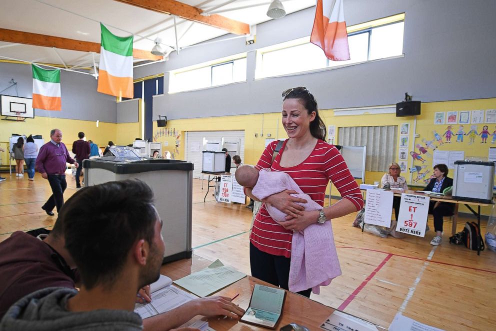 PHOTO: A polling station collects peoples votes on Irelands abortion referendum at Scoil Thomas Lodge, May 25, 2018 in Dublin, Ireland.