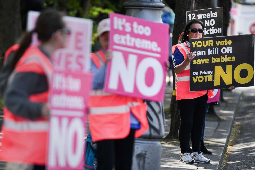 PHOTO: Members of the public hold no placards as the country heads to the polls, May 25, 2018 in Dublin, Ireland.