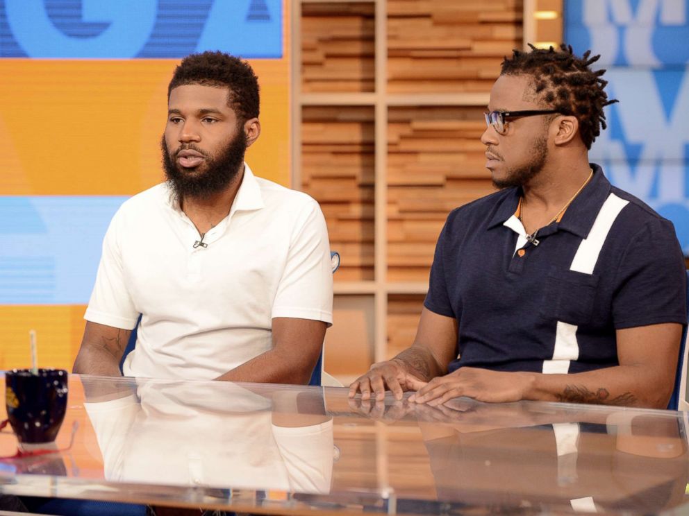 PHOTO: Rashon Nelson and Donte Robinson appear on Good Morning America, April 19, 2018, to discuss their arrest at a Philadelphia Starbucks.