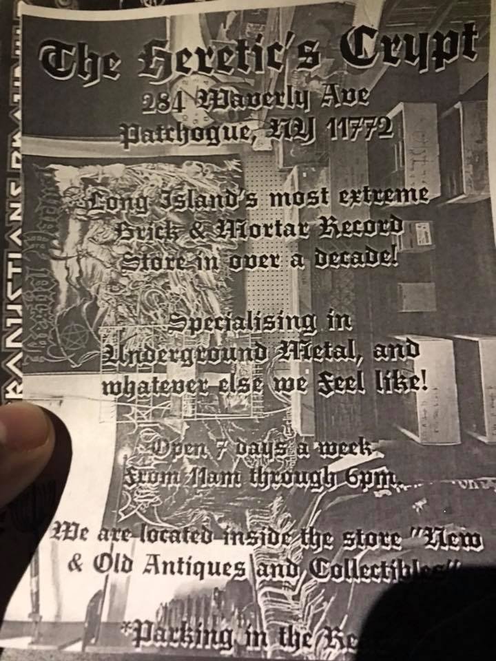 A flyer advertising a pop-up shop in Patchogue, New York, selling neo-Nazi music and merchandise.
