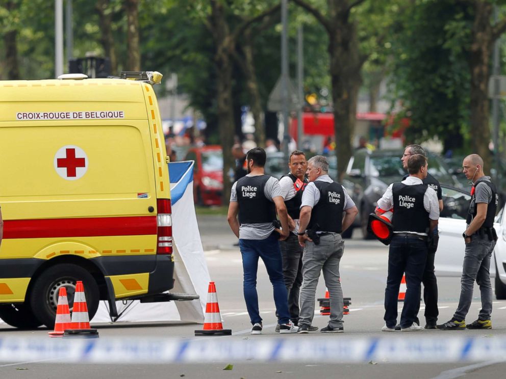 PHOTO: Police officers are seen on the scene of a shooting in Liege, Belgium, May 29, 2018.