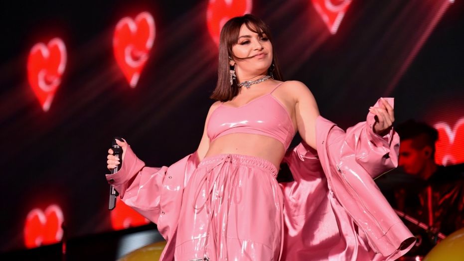 Charli XCX performs during Taylor Swift Reputation Tour before experiencing a slight wardrobe malfunction on stage. 