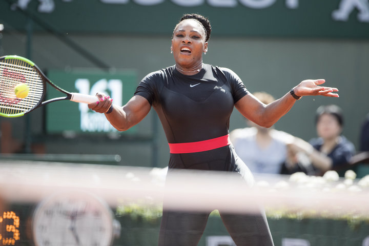 Serena Williams won her first-round match in straight sets.