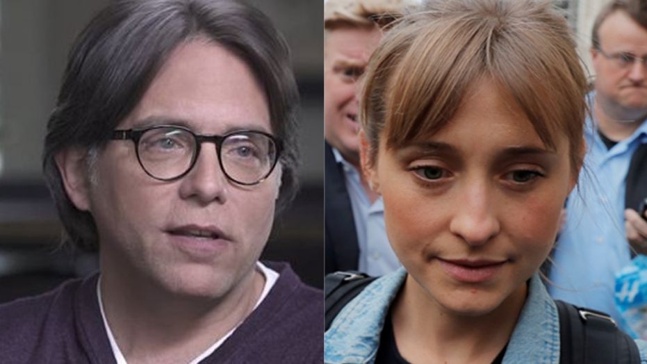 Keith Raniere (L) and Allison Mack (R) have been charged with sex trafficking and conspiracy to commit forced labor.