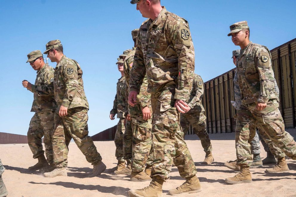 PHOTO: Members of the National Guard after they were deployed to the U.S. / Mexico border in Arizona, April 18, 2018. 