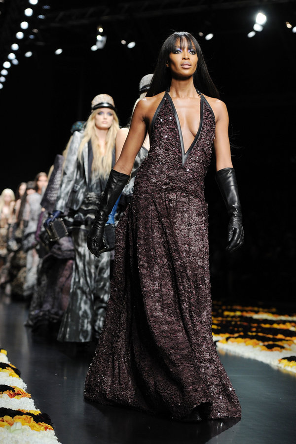Walking the runway at the Roberto Cavalli&nbsp;fall/winter show as part of Milan Womenswear Fashion Week.
