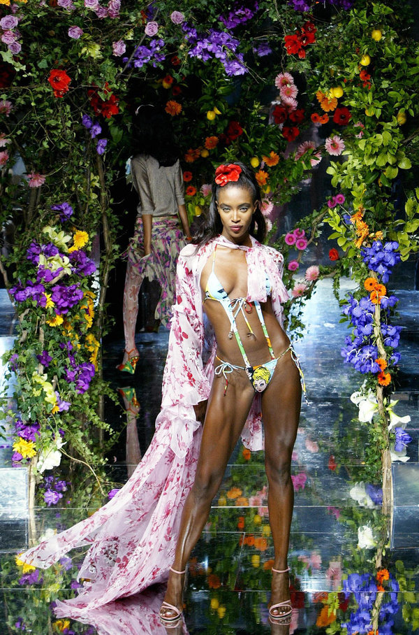 Walking the runway for Dolce &amp; Gabbana during Milan Fashion Week.