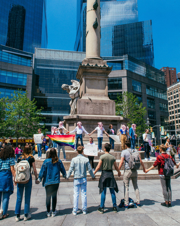 A public Voices4 demonstration in Columbus Circle in New York City.