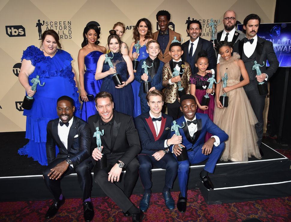 The actors of "This Is Us," winners of Outstanding Performance by an Ensemble in a Drama Series, pose at the Screen Actors&nb