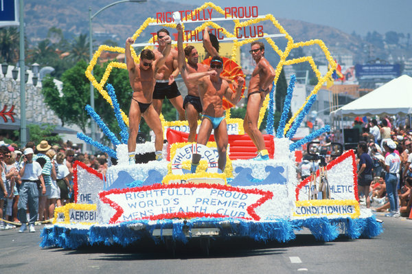 Gay and lesbian Pride parade, Hollywood, California, in 1988.