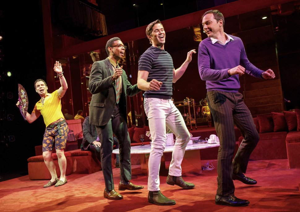 Robin de Jes&uacute;s, Michael Benjamin Washington, Andrew Rannells and Jim Parsons in "The Boys in the Band."