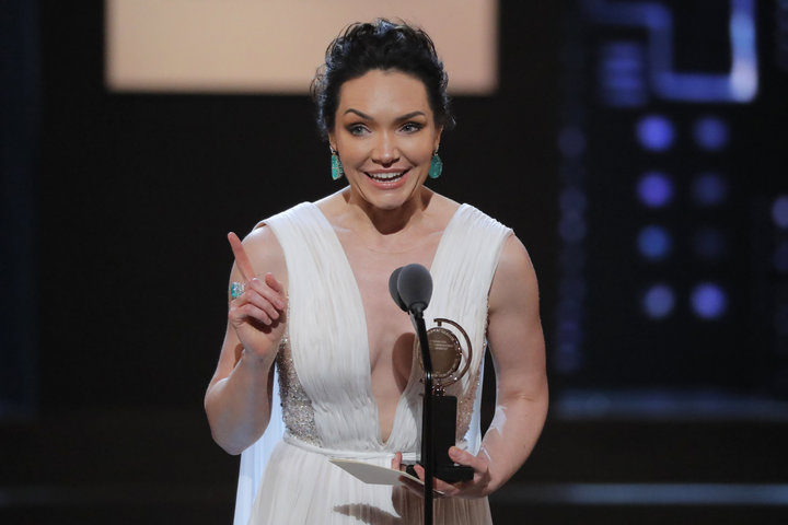 Katrina Lenk accepts the award for Lead Actress in a Musical for "The Band's Visit."&nbsp;