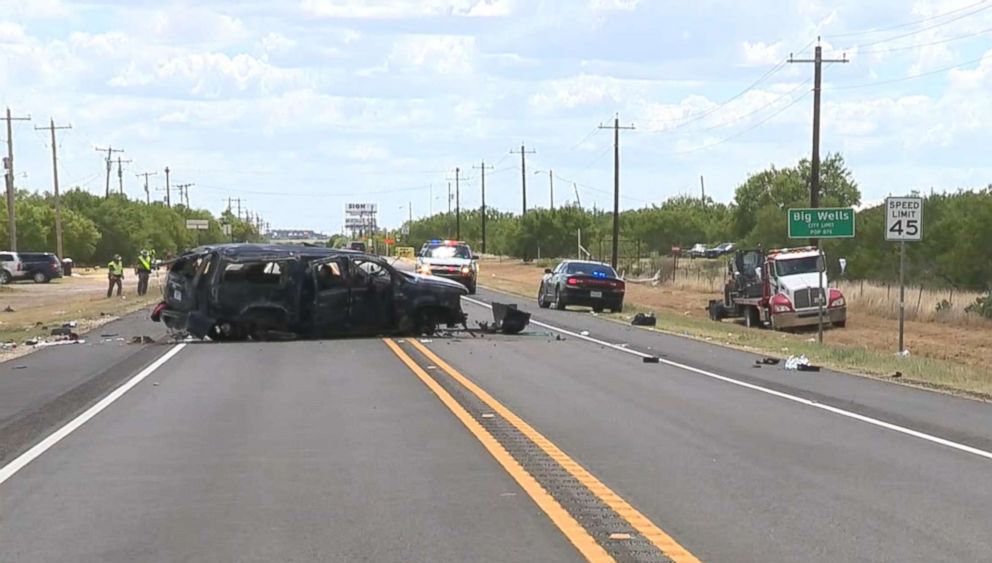PHOTO: Five undocumented immigrants were killed when an SUV they were in crashed by being chased by border patrol agents near Big Wells, Texas, June 17, 2018.