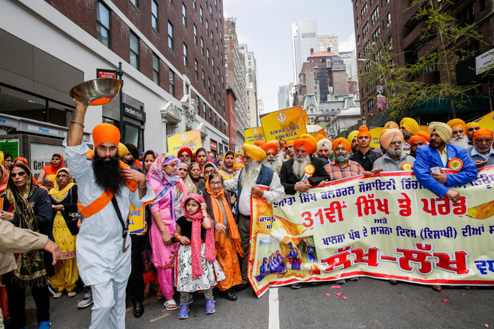 Participants take part in the Annual Sikh Day Parade in Manhattan&nbsp;on April 28.