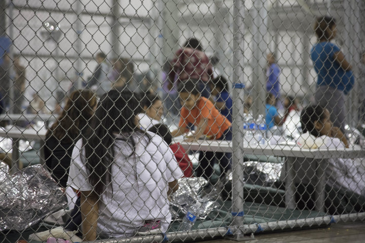 People who have crossed the border are being kept in cages like the one above.