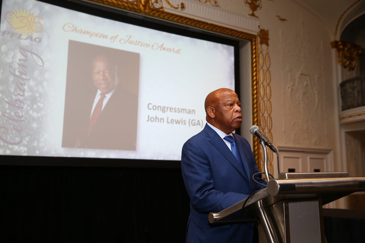 Rep. John Lewis (D-Ga.) accepts the PFLAG National Champion of Justice Award at the organization's 45th anniversary celebrati