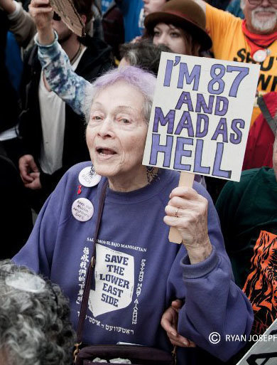 Frances Goldin at an Occupy Wall Street protest.