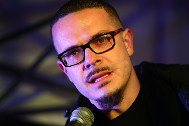 Shaun King speaks at a rally in Seattle, Washington, March 8.