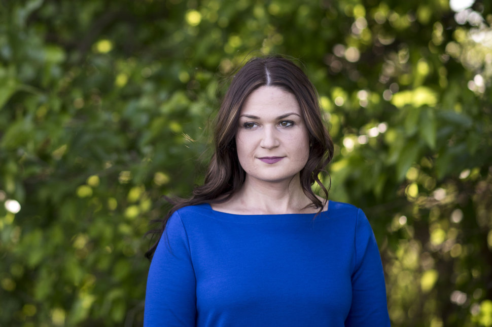 Abby Finkenauer stands for a portrait on&nbsp;family property in Dubuque, Iowa,&nbsp;on June 4.