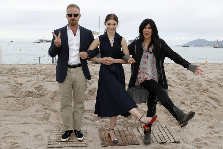 Ben Foster,&nbsp;Thomasin McKenzie and Debra Granik at the Cannes Film Festival on May 14, 2018.