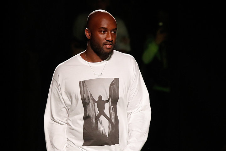 Virgil Abloh appears at the end of his Spring/Summer 2019 collection for his fashion label Off-White.