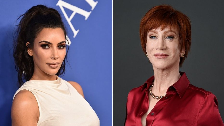 Kathy Griffin, right, reportedly suggested Kim Kardashian West, left, run for president in 2020.